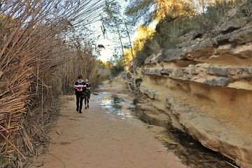 Walking along jagged sand rocks - Van Dam Estates